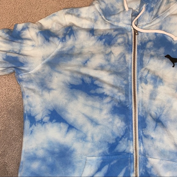 PINK blue and white Tie Dye Hoodie - Picture 7 of 14